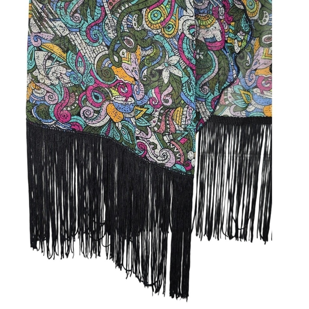 LuLaRoe Monroe Kimono - Multi Color Paisley Fringe Open Front NWT‎ - Picture 2 of 5